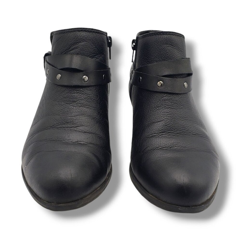 Clarks Collection Addiy Zoie Booties Womens 7.5 Black Leather Ankle Zipper - Picture 3 of 9